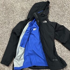North Face Black Jacket with Bold Blue Interior- 2 in one jacket